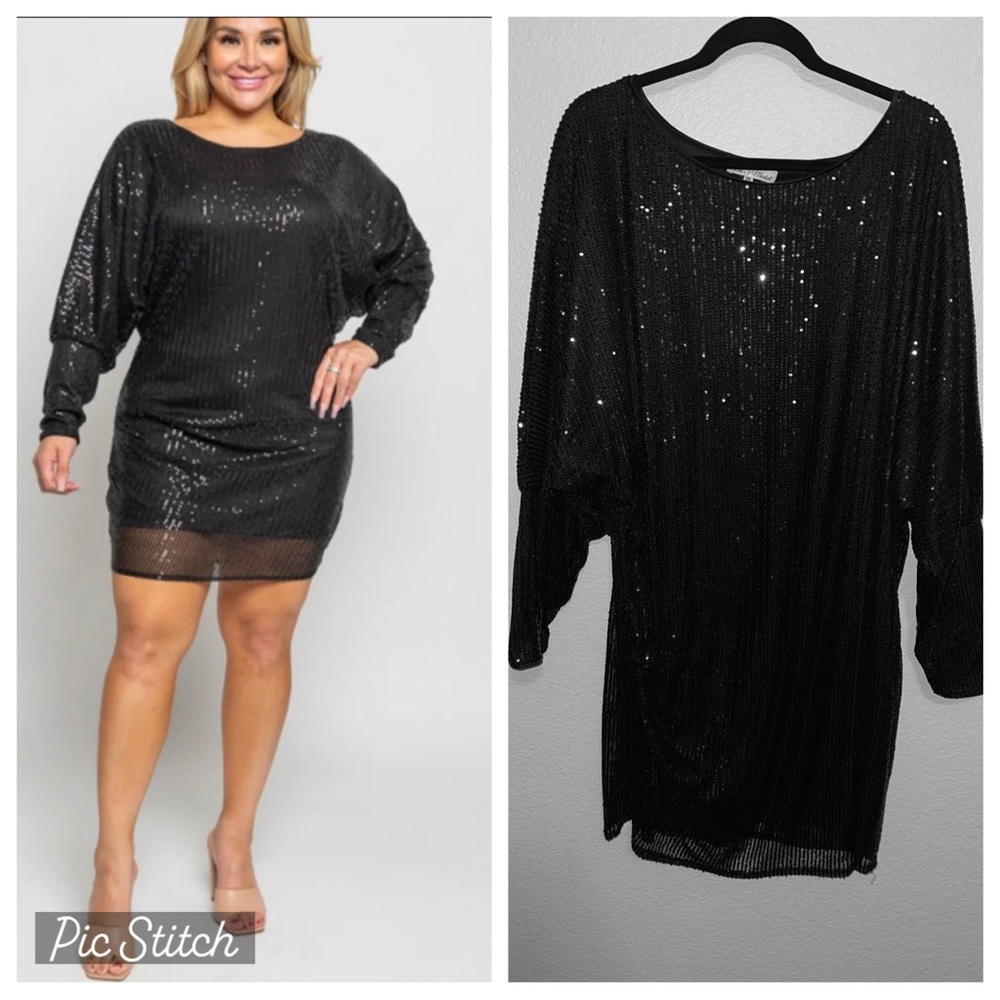 Black sequin mini dress (boutique purchase)